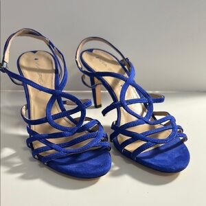 Via Spiga Blue Strappy Heels with Crisscross Design
